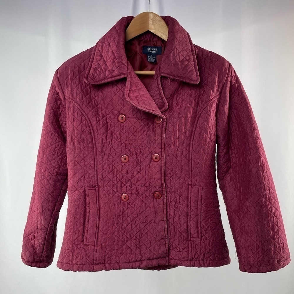 Vintage Selene Sport‎ Silk Diamond Quilted Jacket in Wine Size Large